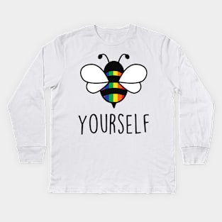 Cute Bee YourSelf Gay Bee Pride LGBT Rainbow Gift Kids Long Sleeve T-Shirt